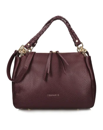 Geanta crossbody din piele, Visiniu