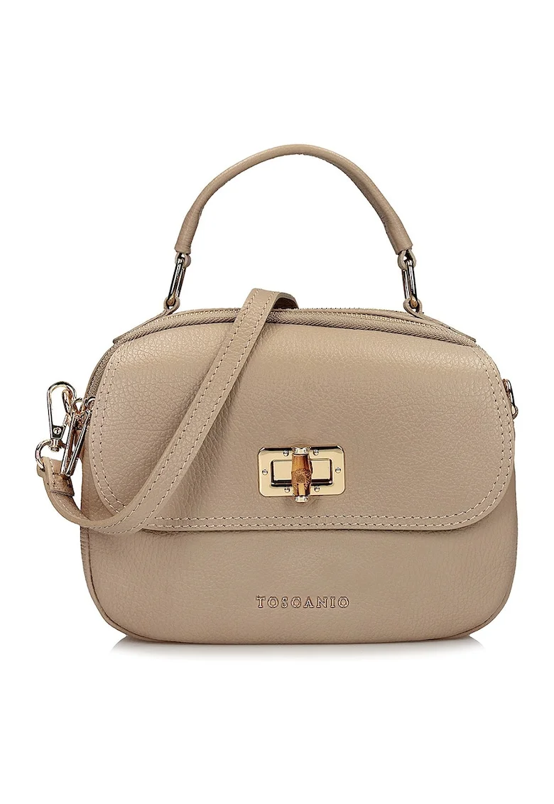 Geanta crossbody din piele, Bej inchis