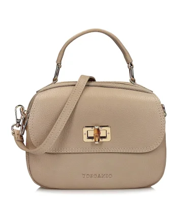 Geanta crossbody din piele, Bej inchis