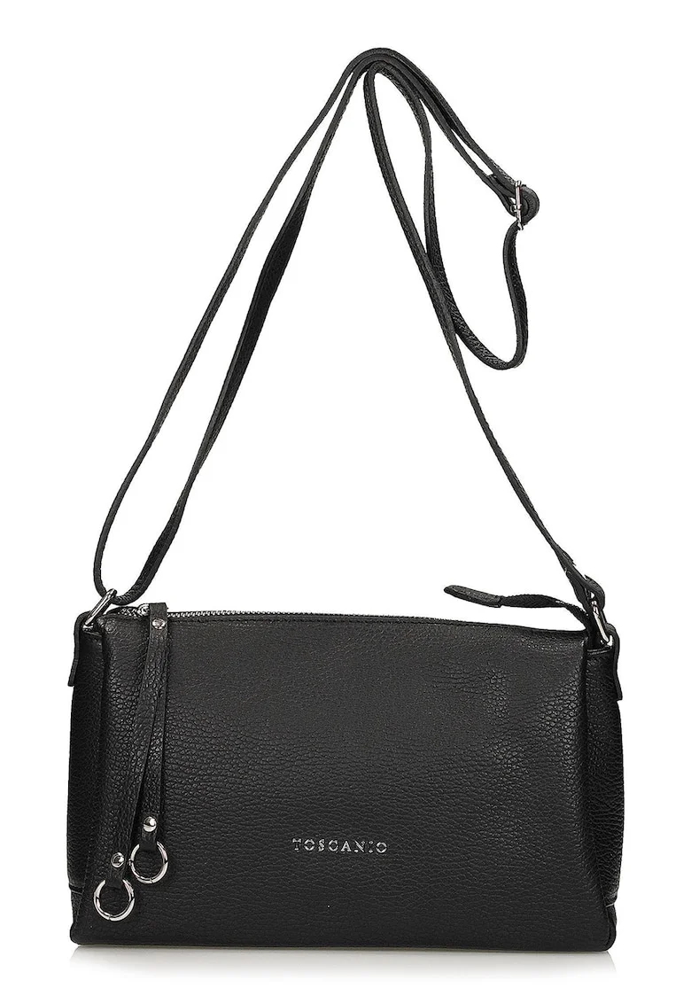 Geanta crossbody din piele cu aspect granulat, Negru