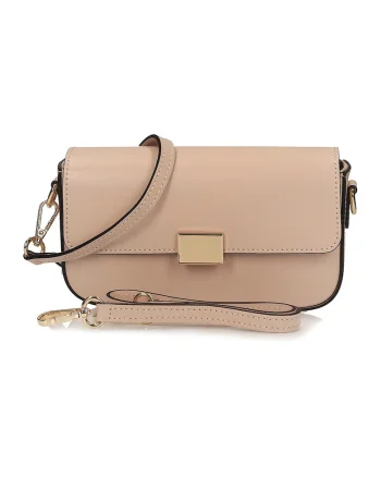 Geanta crossbody din piele, Nude rose