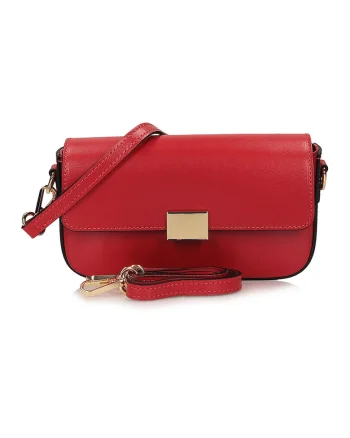 Geanta crossbody din piele, Negru/Rosu cireasa