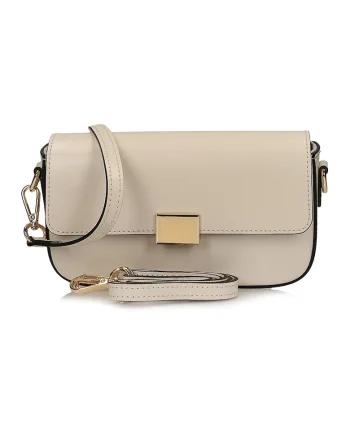 Geanta crossbody din piele, Bej sampanie