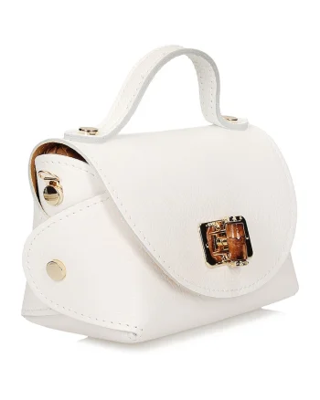 Geanta crossbody din piele, Alb