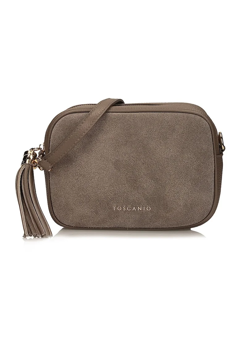 Geanta crossbody din piele, Maro cafeniu
