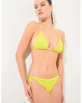 Slip clasic cu strasuri, Verde lime