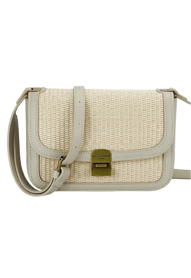 Geanta crossbody cu model impletit 15, Bej, 14x20x7