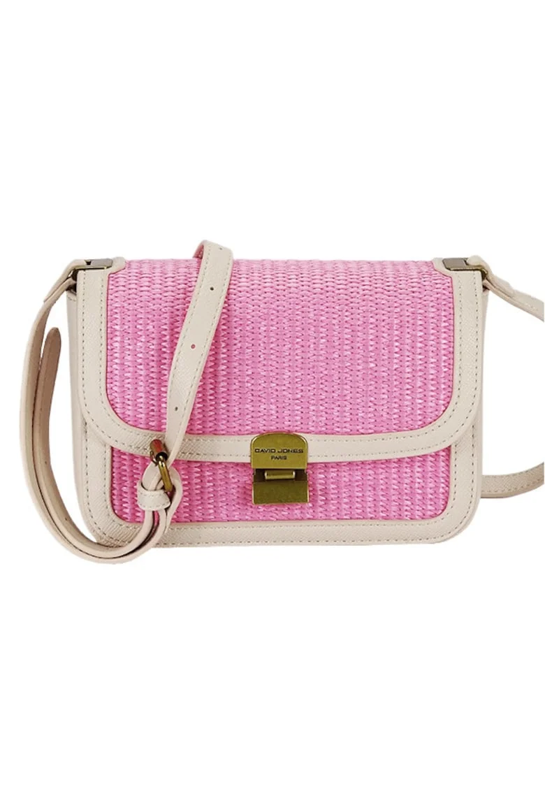 Geanta roz deschis crossbody cu model impletit CM7497 15 20242, Roz