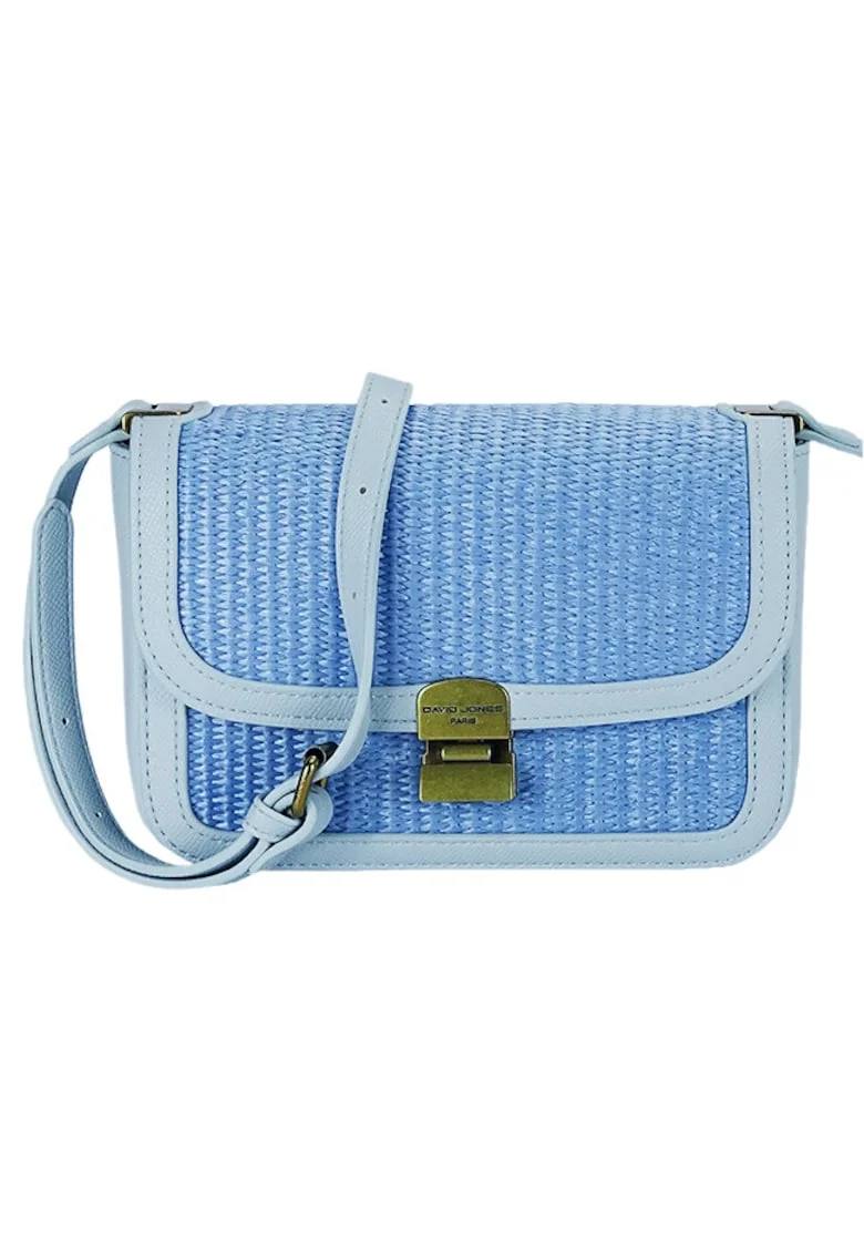 Geanta albastru deschis crossbody cu model impletit CM7497 15 20243, Albastru deschis