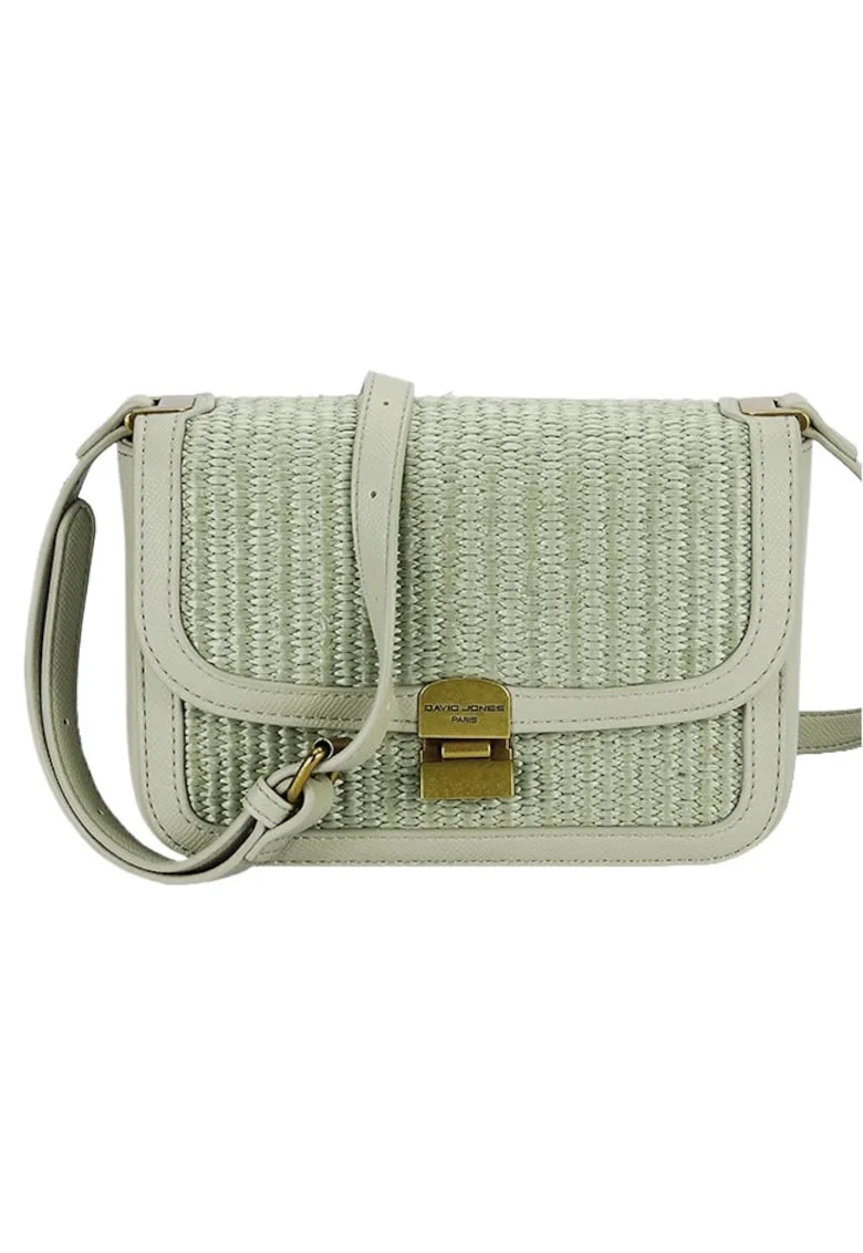 Geanta crossbody cu model impletit 15, Verde, 14x20x7