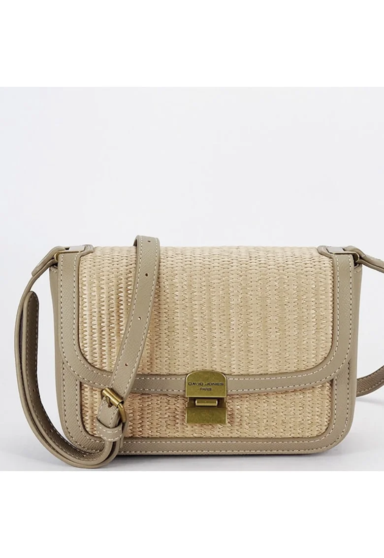 Geanta crossbody cu model impletit 15, Maro taupe, 14x20x7