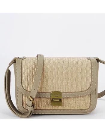 Geanta crossbody cu model impletit 15, Maro taupe, 14x20x7