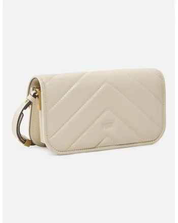 Geanta crossbody de piele, Crem