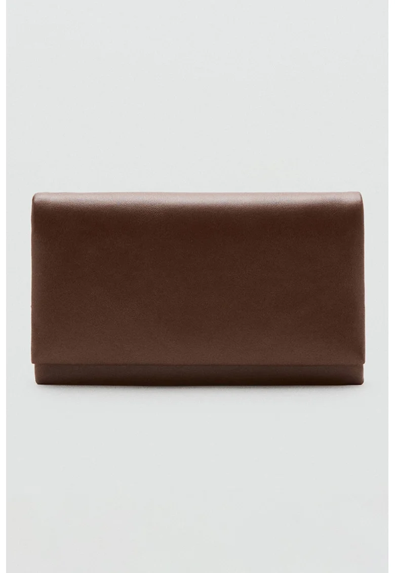 Geanta crossbody din piele ecologica cu bareta din lant, Maro inchis