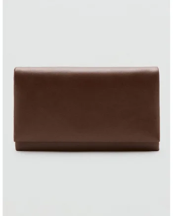 Geanta crossbody din piele ecologica cu bareta din lant, Maro inchis