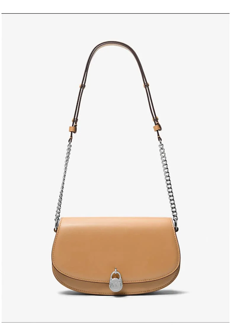 Geanta crossbody cu lant Marcella, Maro camel