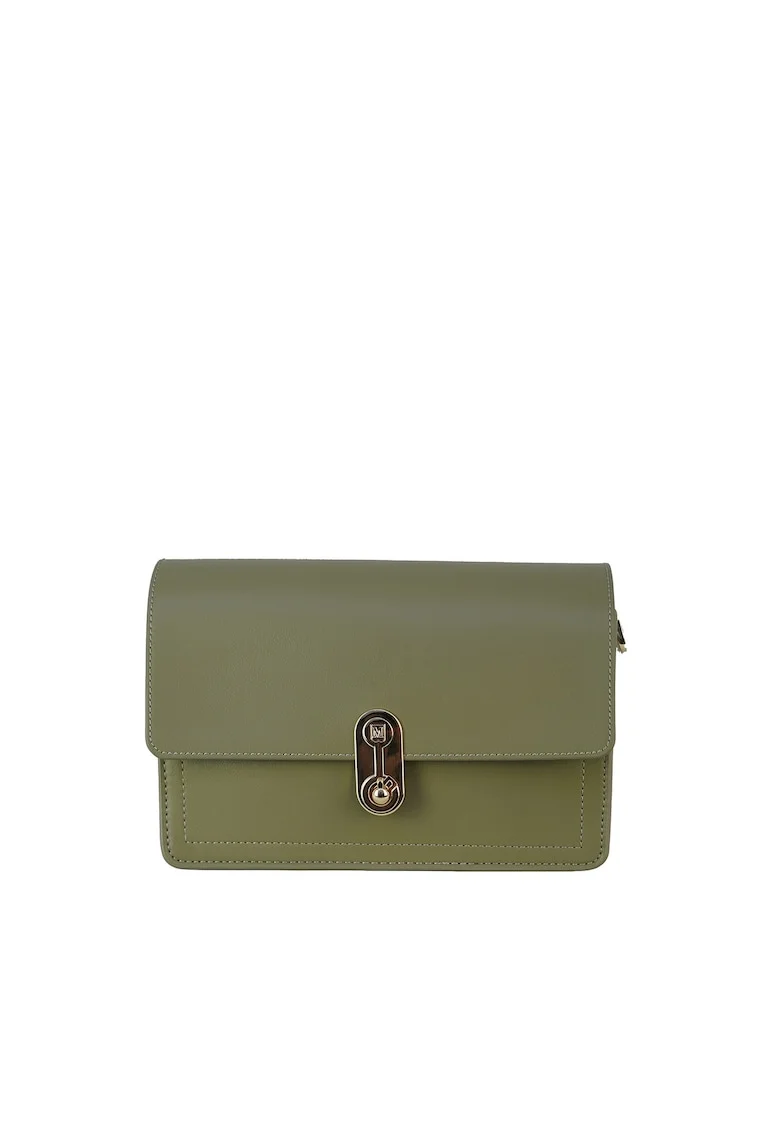 Geanta crossbody cu clapa Carol, Maro taupe