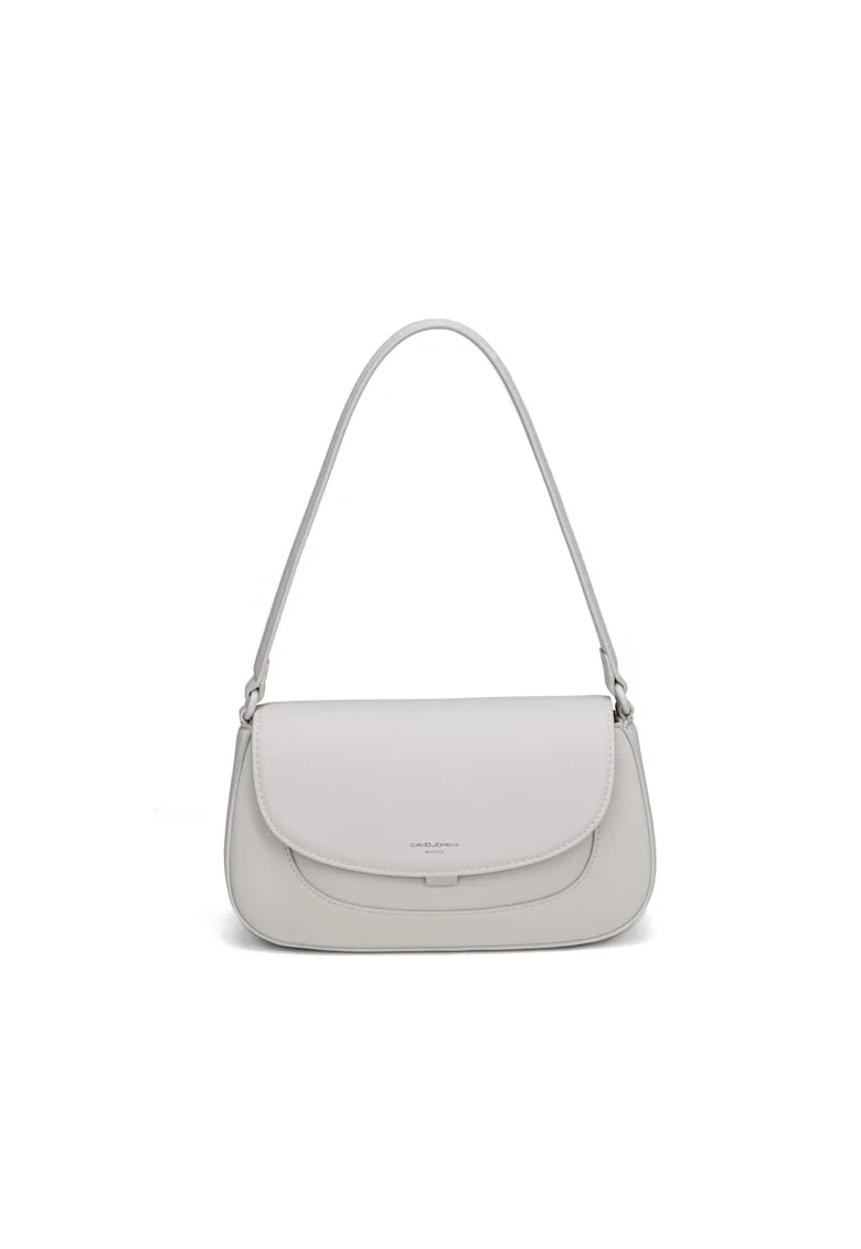 Geanta crossbody din piele ecologica cu clapa Elora, Crem