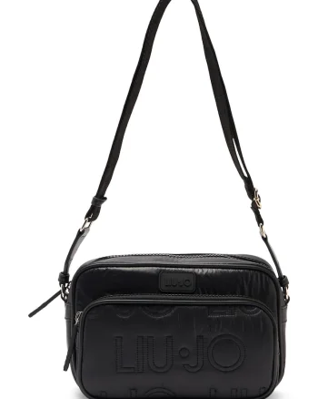 Geanta crossbody cu buzunar cu fermoar, Negru