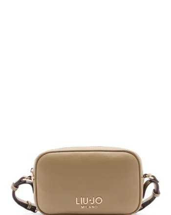 Geanta crossbody mica din piele ecologica cu logo, Maro