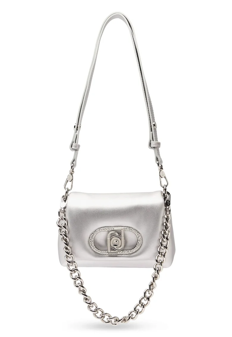 Geanta crossbody mica Lapuffy, Argintiu