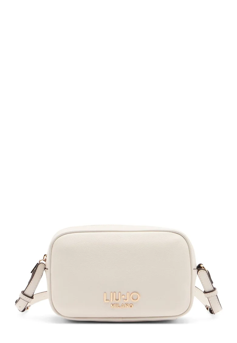 Geanta crossbody mica din piele ecologica cu logo, Alb murdar