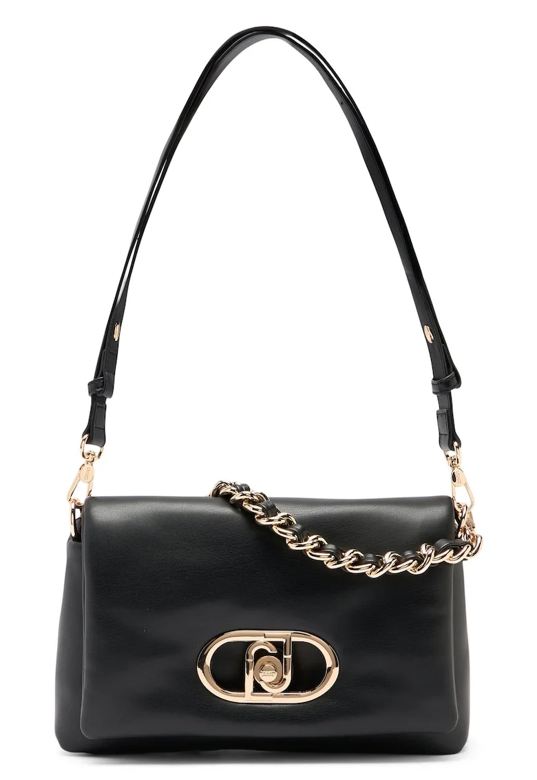 Geanta crossbody din piele ecologica cu logo LaPuffy, Negru