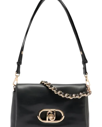 Geanta crossbody din piele ecologica cu logo LaPuffy, Negru