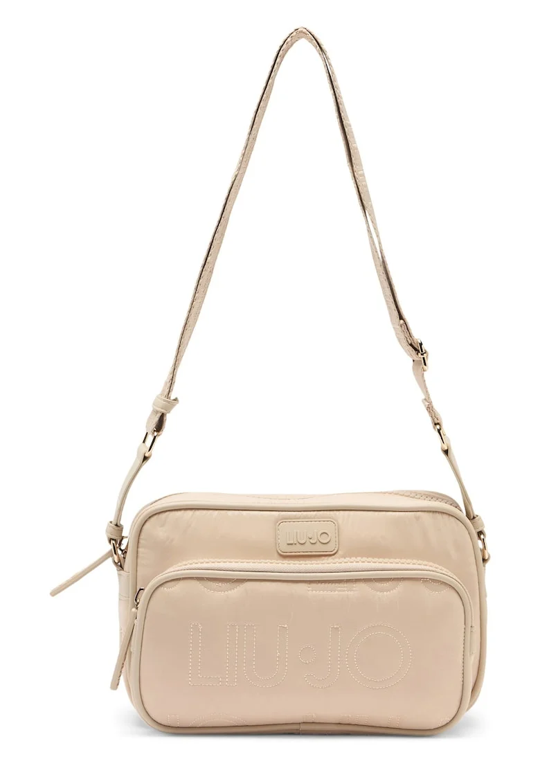 Geanta crossbody cu buzunar cu fermoar, Bej