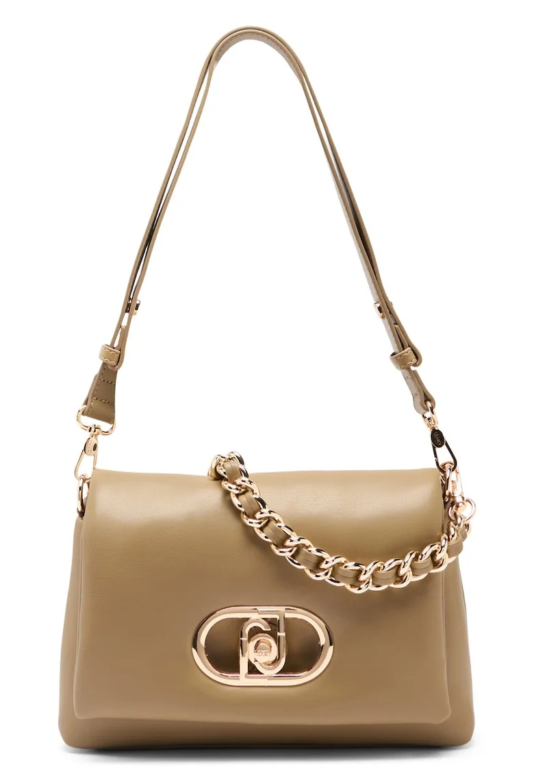 Geanta crossbody din piele ecologica cu logo LaPuffy, Maro/Bej
