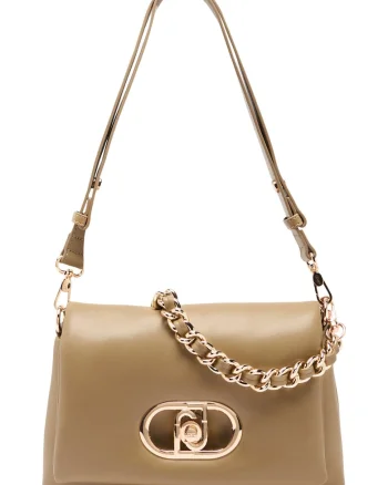 Geanta crossbody din piele ecologica cu logo LaPuffy, Maro/Bej