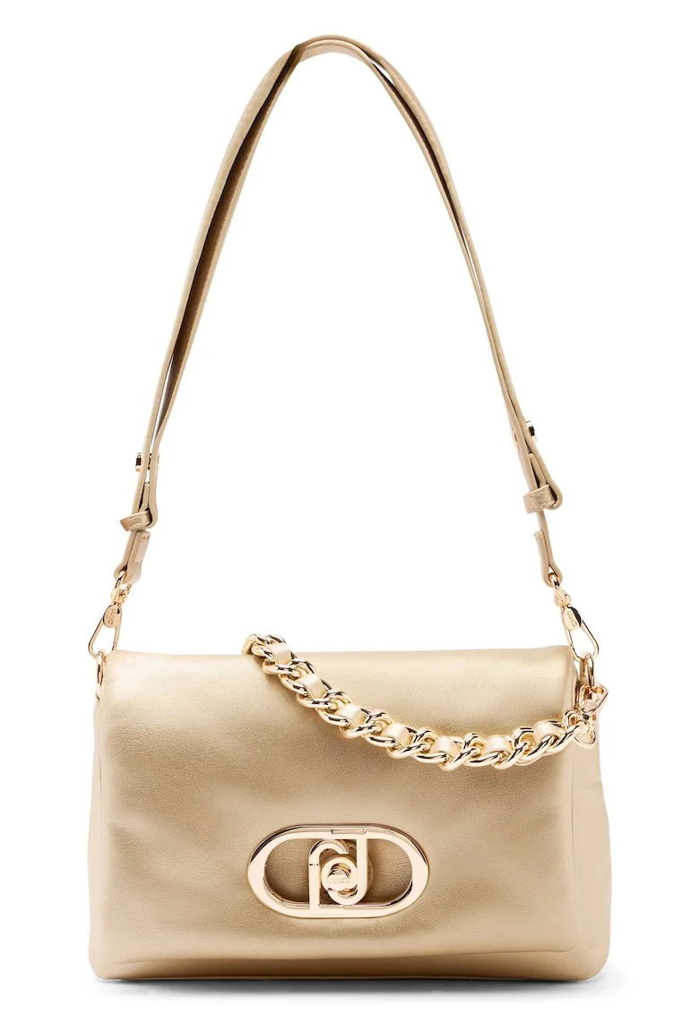 Geanta crossbody din piele ecologica cu logo LaPuffy, Auriu