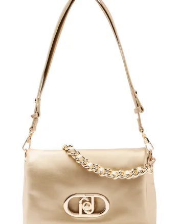 Geanta crossbody din piele ecologica cu logo LaPuffy, Auriu