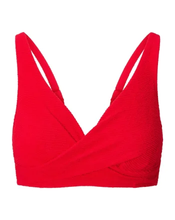 Sutien de baie texturat cu model petrecut, Rosu