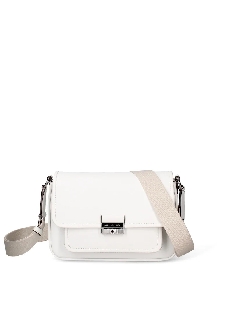 Geanta crossbody de piele cu clapa Auriela Pro, Alb