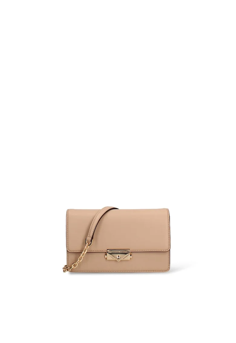 Geanta crossbody de piele cu clapa Elowyn Prime, Maro camel