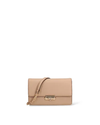 Geanta crossbody de piele cu clapa Elowyn Prime, Maro camel