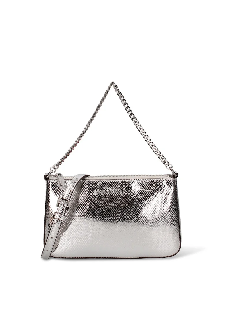 Geanta crossbody de piele ecologica Zenira Ultra, Argintiu