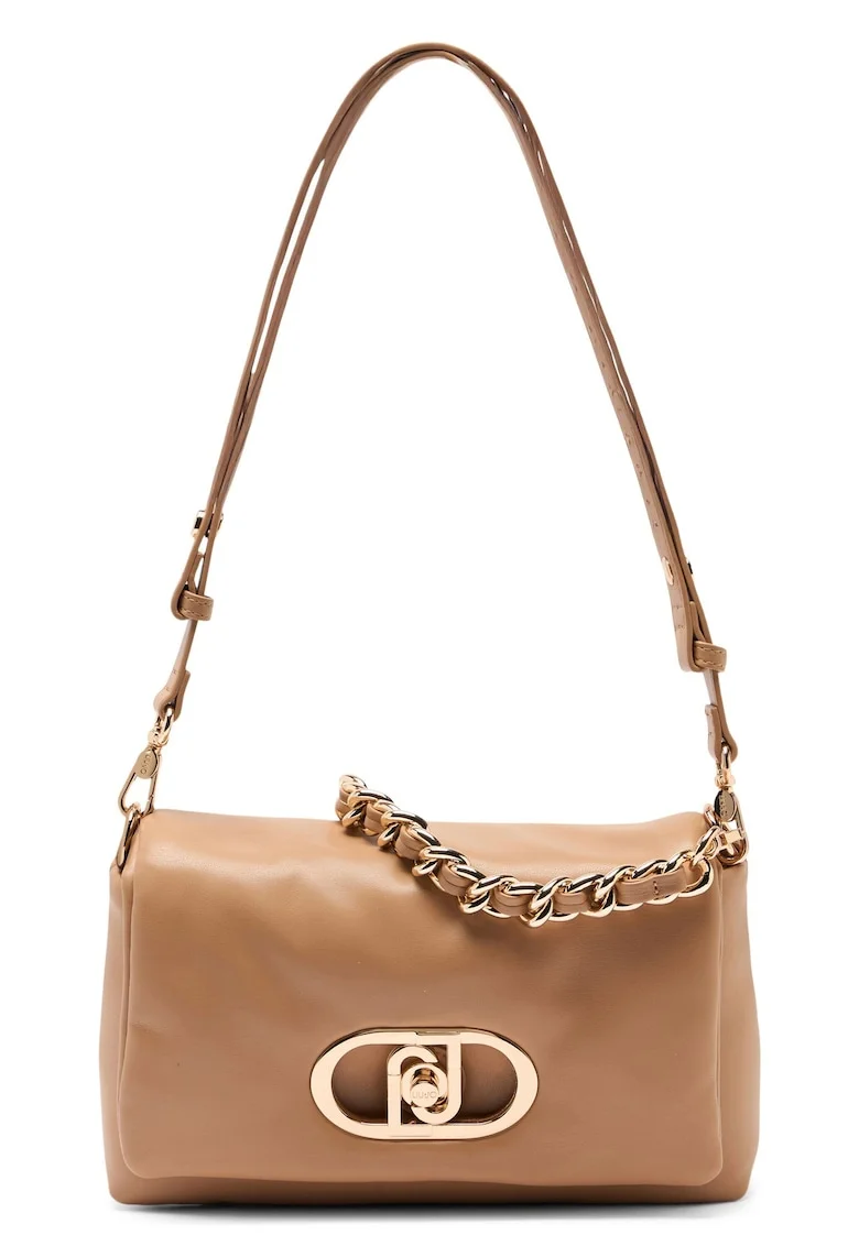 Geanta crossbody din piele ecologica cu logo LaPuffy, Caramel