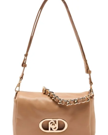 Geanta crossbody din piele ecologica cu logo LaPuffy, Caramel