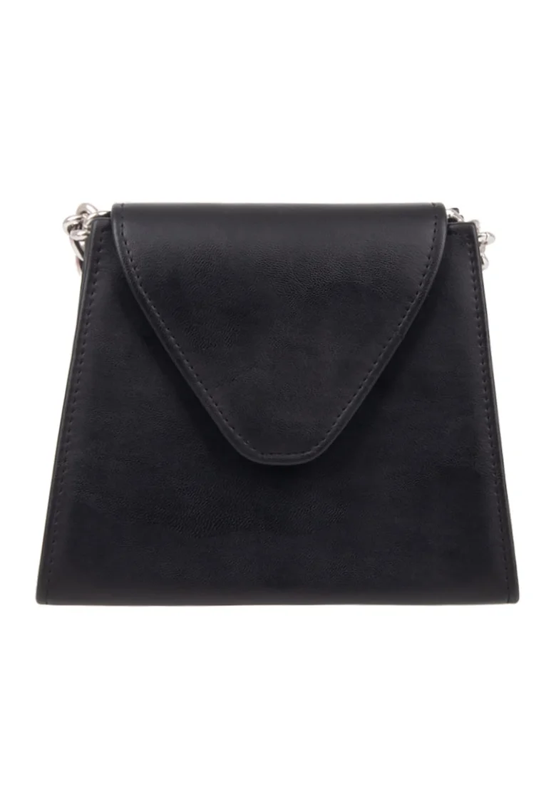 Geanta crossbody cu bareta din lant, Negru