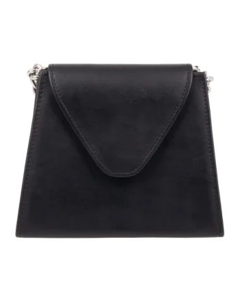 Geanta crossbody cu bareta din lant, Negru