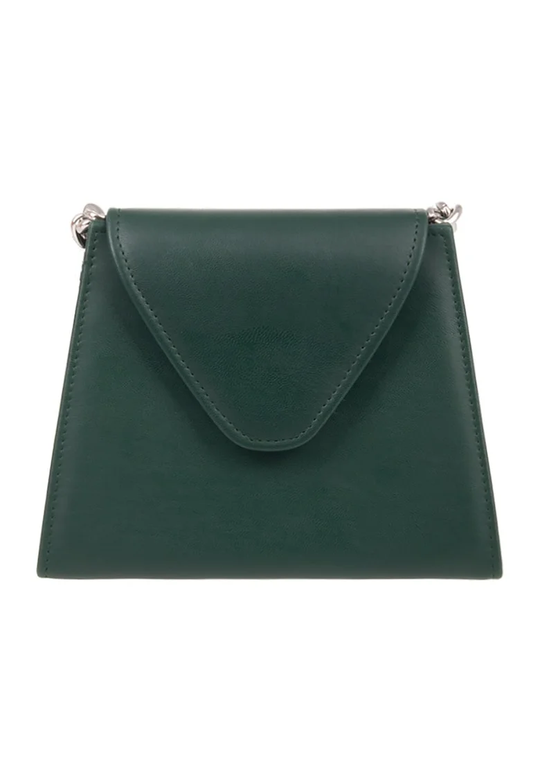 Geanta crossbody cu bareta din lant, Verde padure