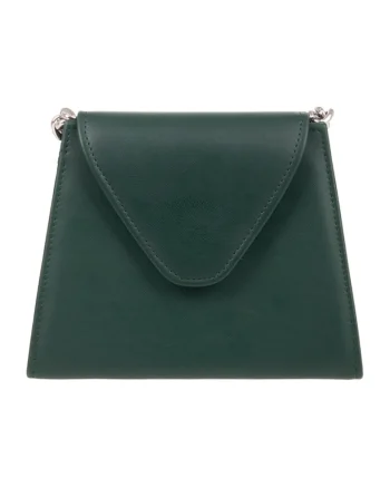 Geanta crossbody cu bareta din lant, Verde padure