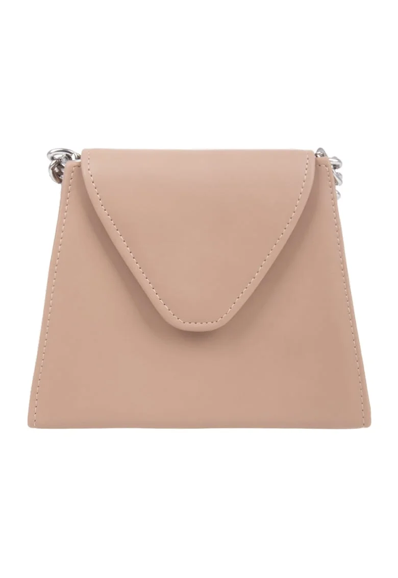 Geanta crossbody cu bareta din lant, Bej deschis