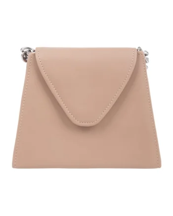 Geanta crossbody cu bareta din lant, Bej deschis