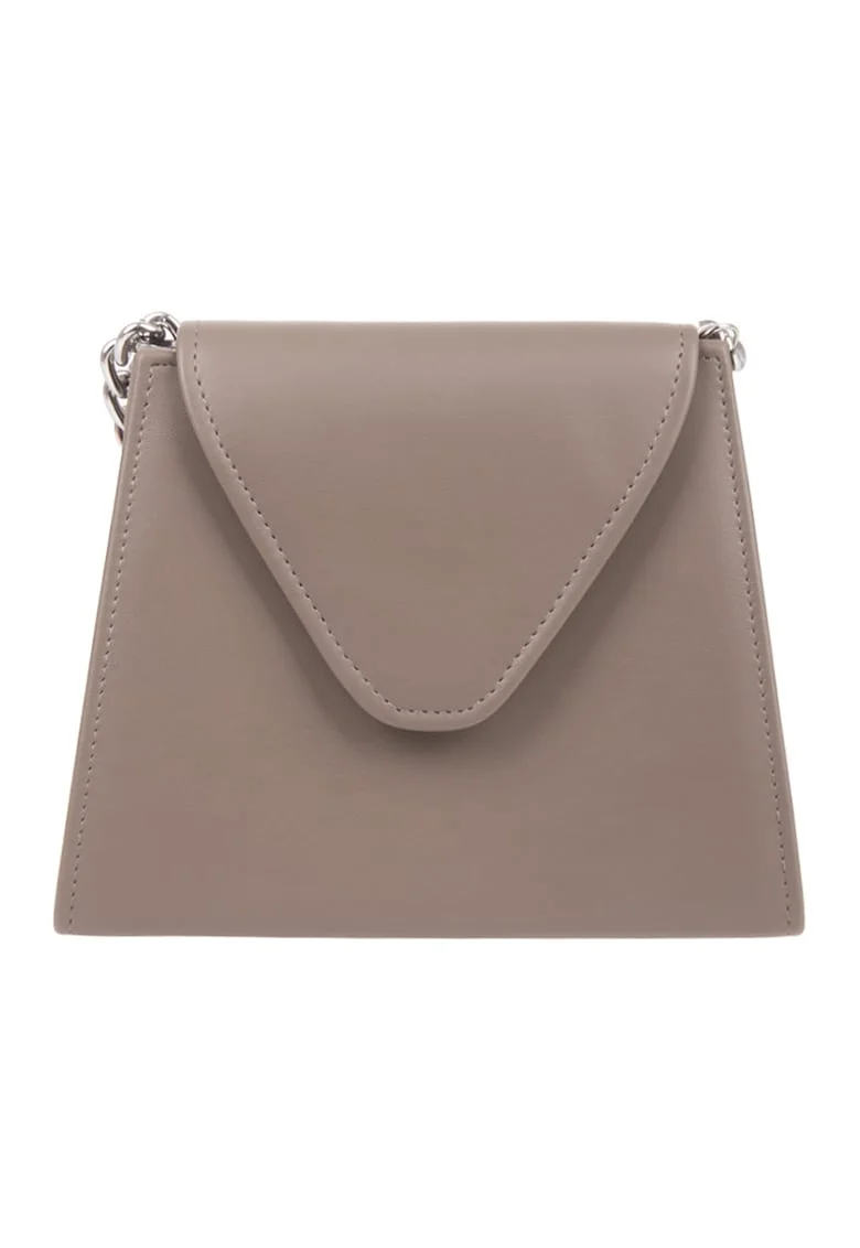 Geanta crossbody cu bareta din lant, Grej
