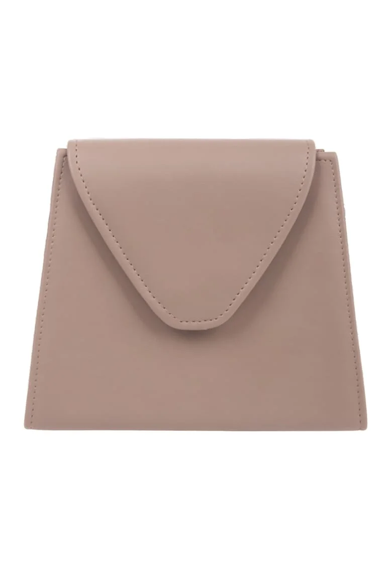 Geanta crossbody cu bareta din lant, Bej