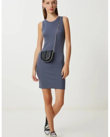 Rochie mini, Happiness Istanbul, bodycon, gri antracit, jerseu tricotat
