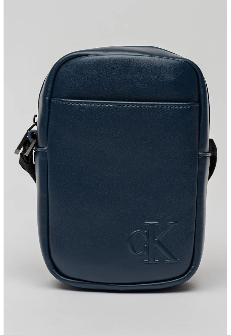 Geanta crossbody de piele ecologica cu fermoar, Bleumarin